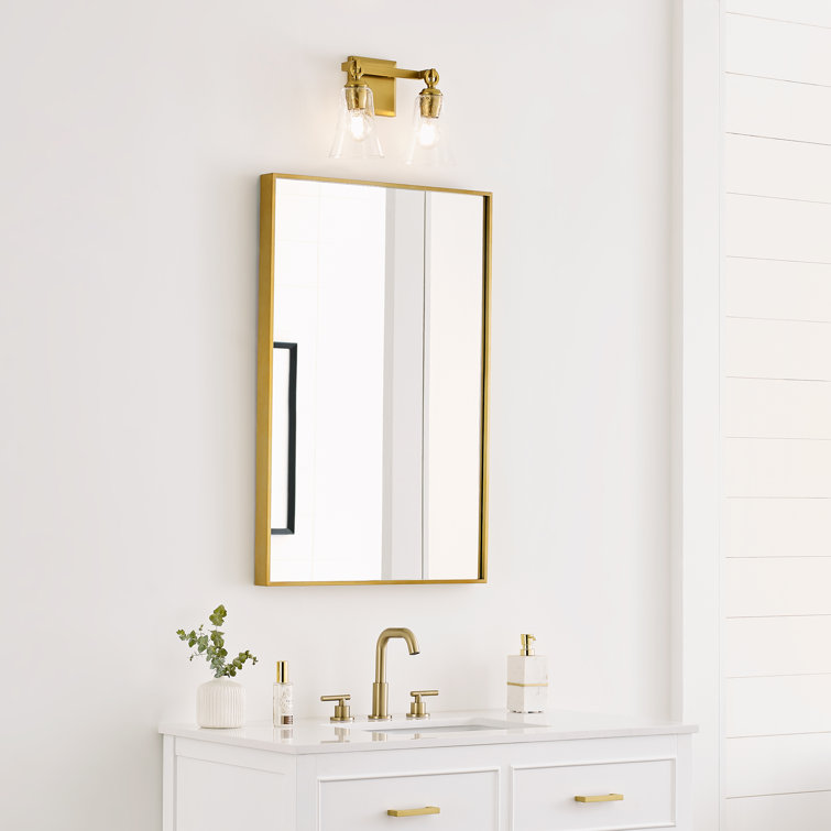 Aged Iron Two-Light Vanity with Clear Seeded Glass Shades