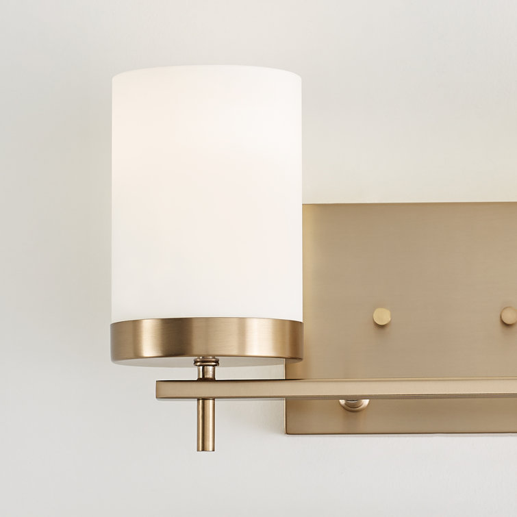 Zire Elegant 2-Light Vanity Fixture in Satin Brass with Etched Glass