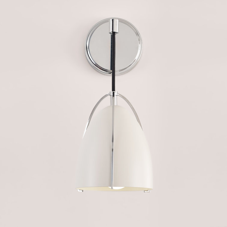 Chrome and Matte White Steel Single Bath Sconce