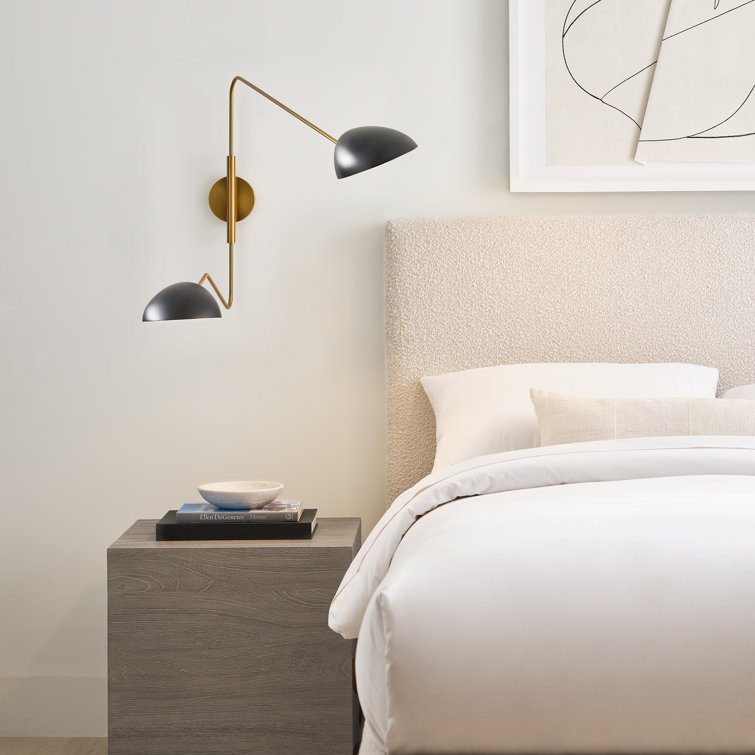 Midnight Black and Brass 2-Light Swing Arm Sconce
