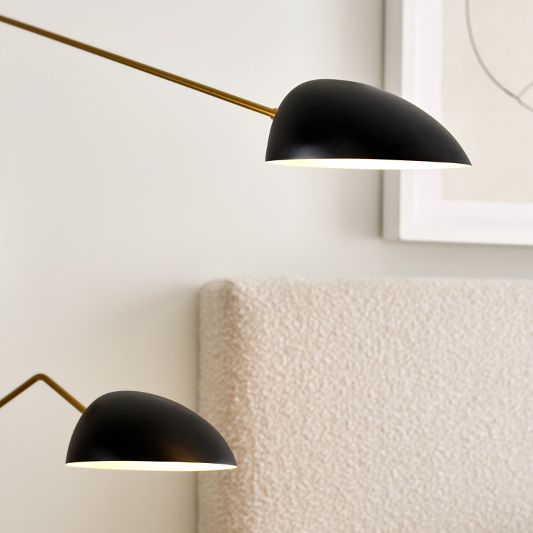 Midnight Black and Brass 2-Light Swing Arm Sconce