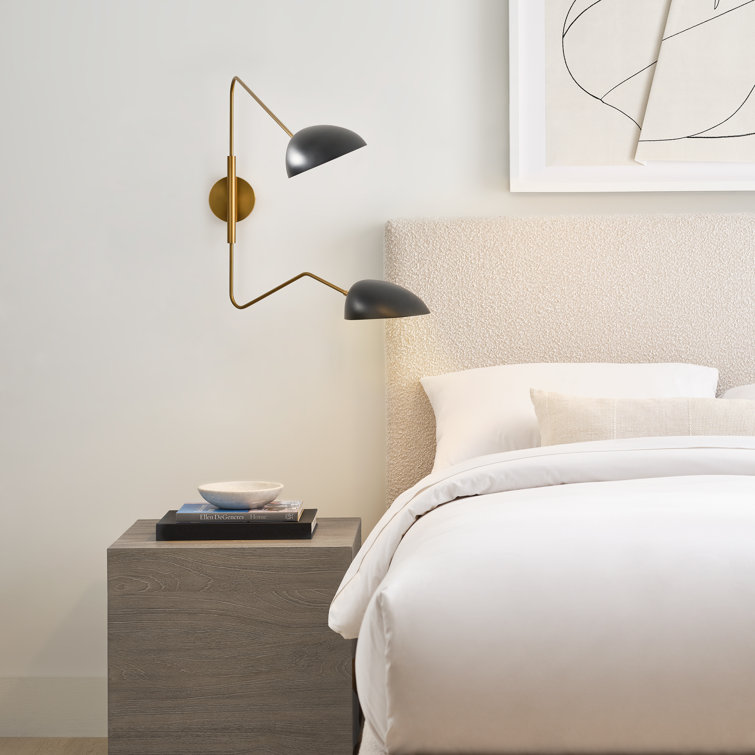 Midnight Black and Brass 2-Light Swing Arm Sconce