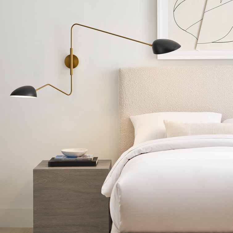 Midnight Black and Brass 2-Light Swing Arm Sconce