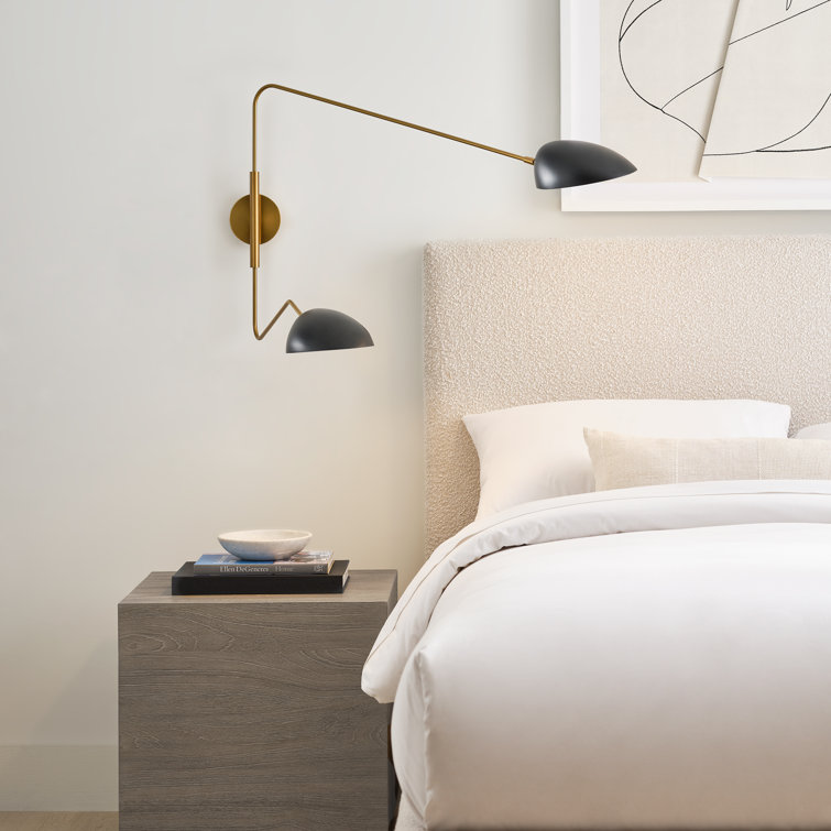 Midnight Black and Brass 2-Light Swing Arm Sconce