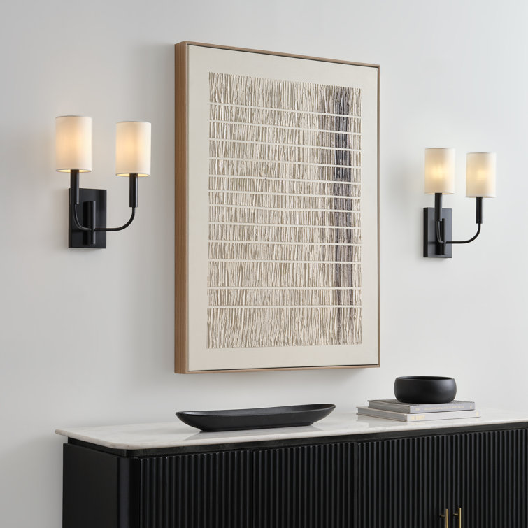 Brianna Polished Nickel 2-Light Dimmable Wall Sconce with White Linen Shade