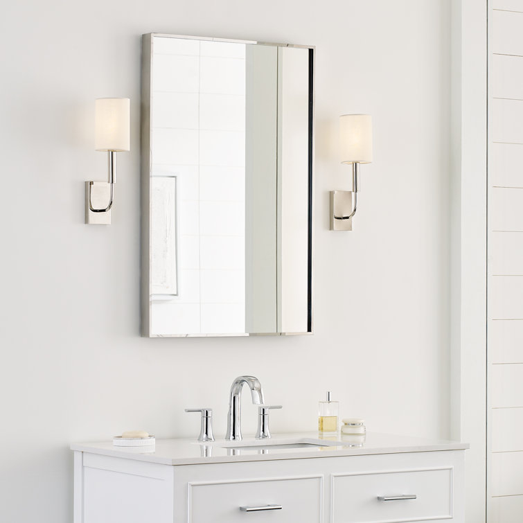 Aged Iron Nickel Cylinder Dimmable Wall Sconce with White Linen Shade