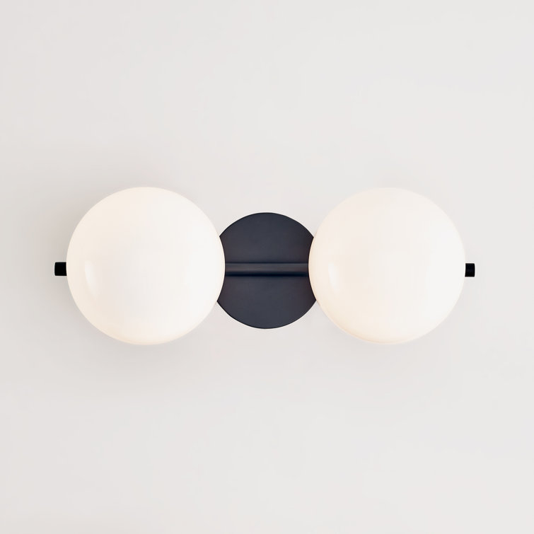 Vibi Black and White Frosted Globe 2-Light Vanity Light