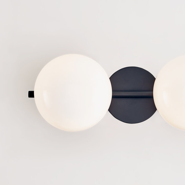 Vibi Black and White Frosted Globe 2-Light Vanity Light