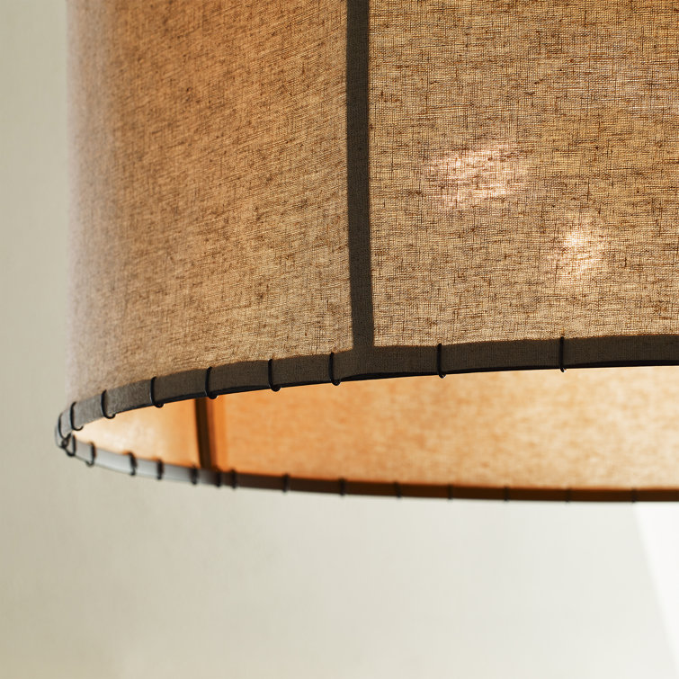 Ellen DeGeneres Aged Iron 34" Drum Pendant with Linen Shade