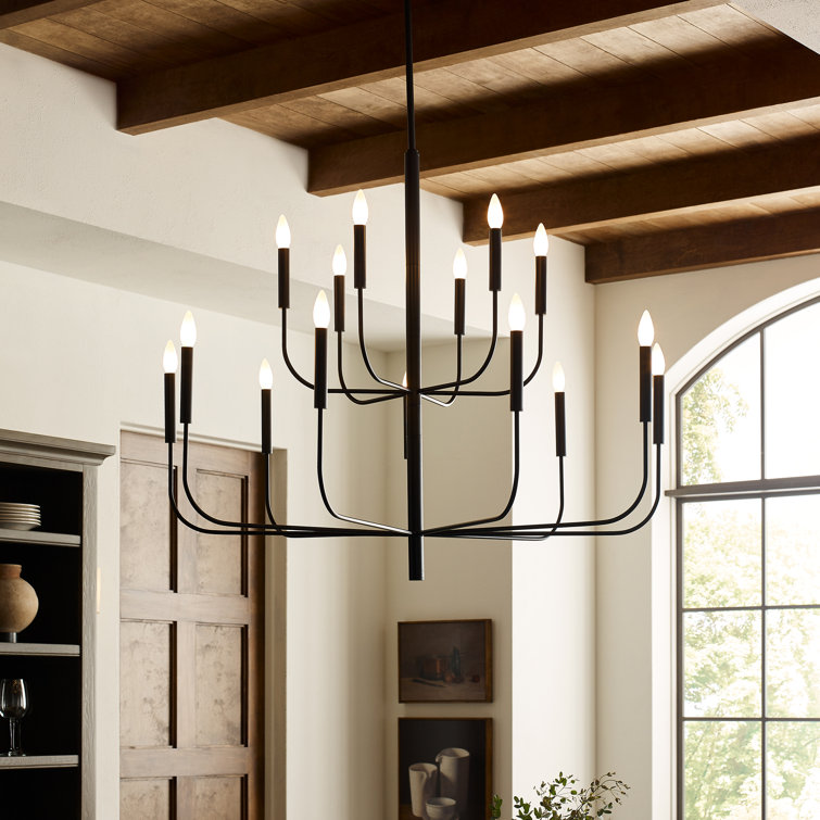 Aged Iron 15-Light Metal Tiered Chandelier