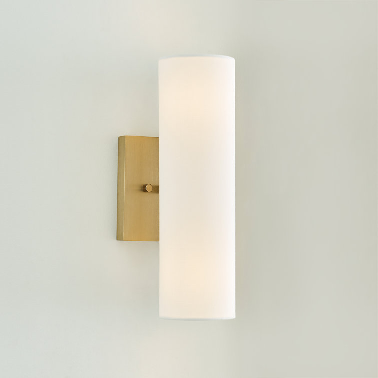 White Frosted Glass Brass Tube-Shaped Wall Sconce