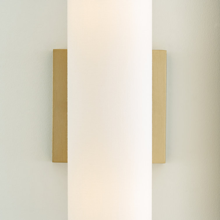 White Frosted Glass Brass Tube-Shaped Wall Sconce