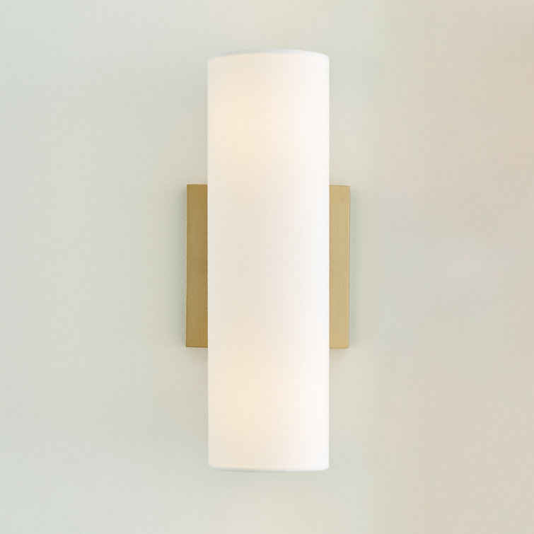 White Frosted Glass Brass Tube-Shaped Wall Sconce