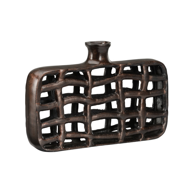 Bronze 9.25" Metal Grid Table Vase
