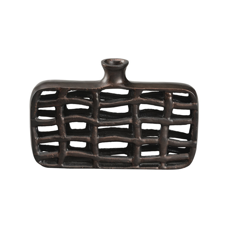 Bronze 9.25" Metal Grid Table Vase