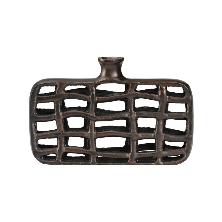 Bronze 9.25" Metal Grid Table Vase