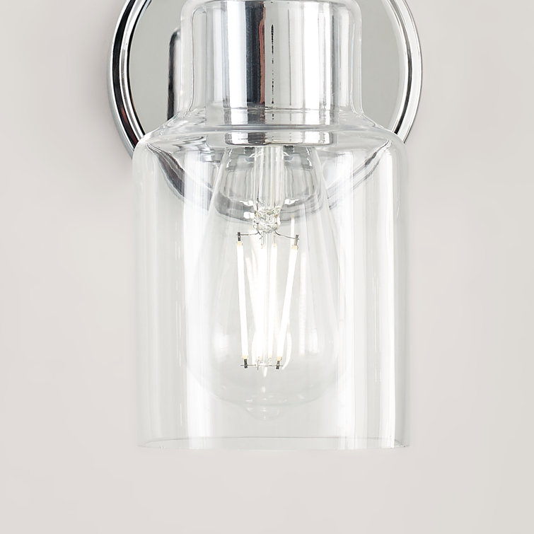 Chrome Wall Sconce with Clear Glass Shade