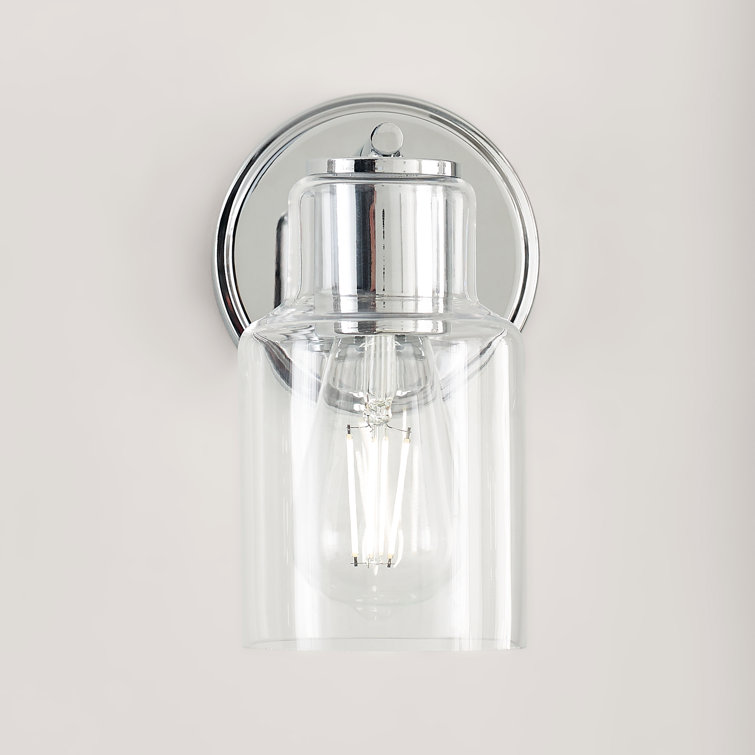 Chrome Wall Sconce with Clear Glass Shade