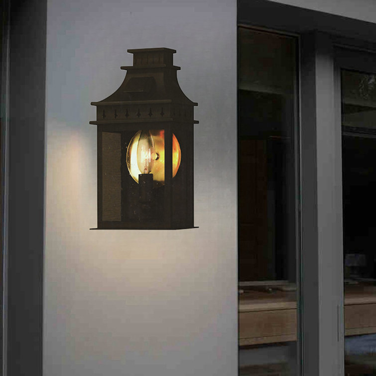 Antique Bronze Outdoor Wall Lantern with Clear Glass Shade