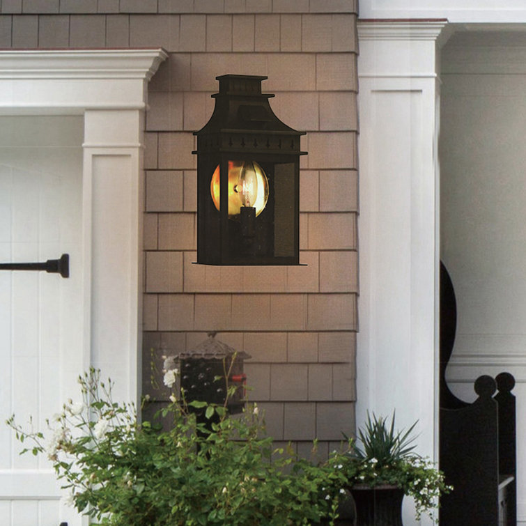 Antique Bronze Outdoor Wall Lantern with Clear Glass Shade