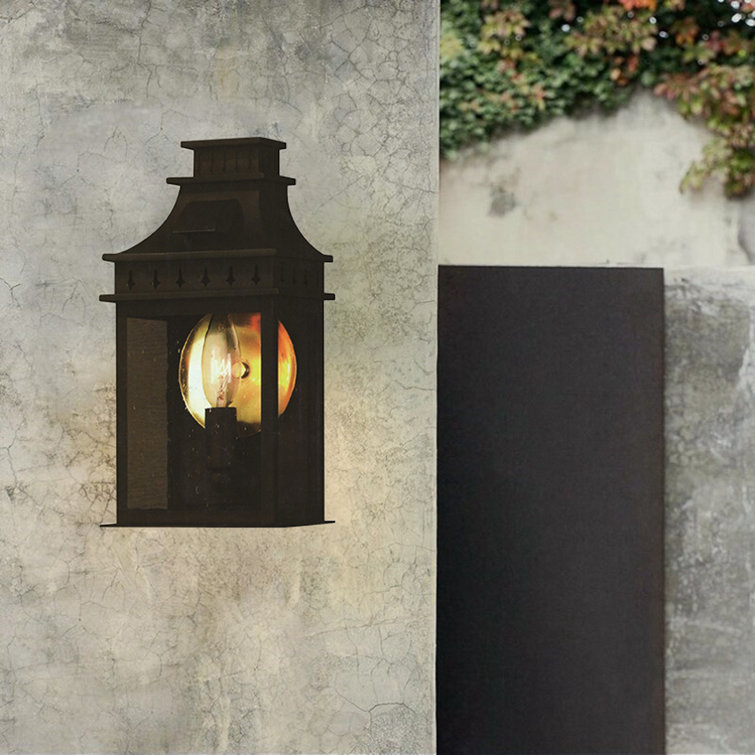 Antique Bronze Outdoor Wall Lantern with Clear Glass Shade