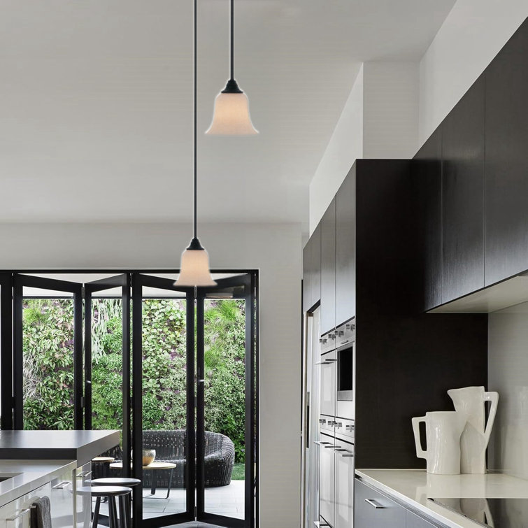 Elegant Oil-Rubbed Bronze 57" Mini Pendant with Frosted White Glass Shade