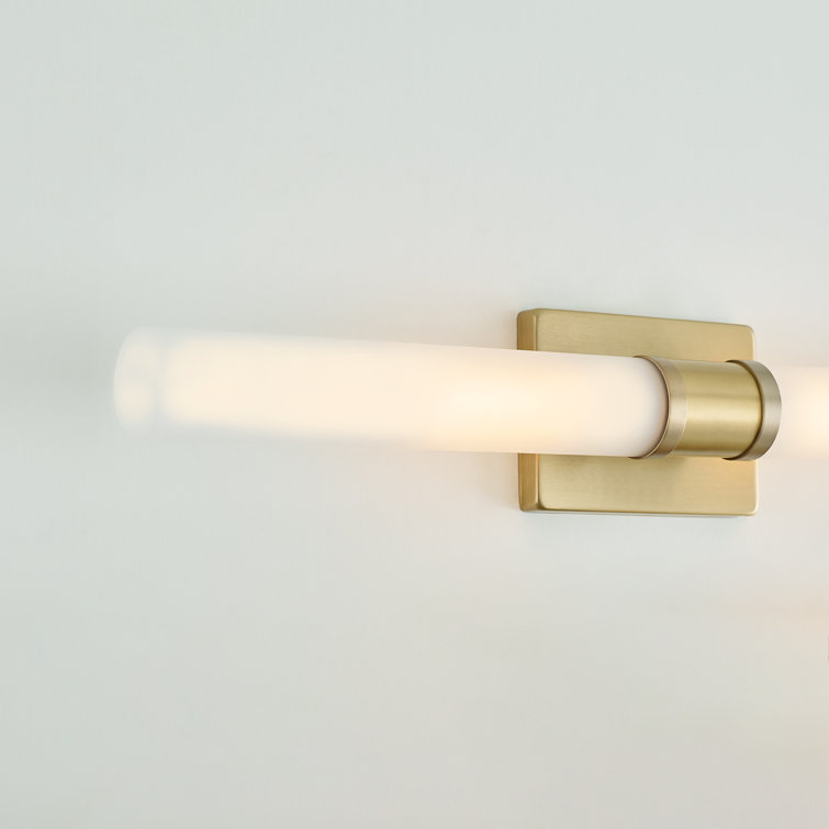 Satin Brass 2-Light Dimmable Vanity Light with Frosted Glass