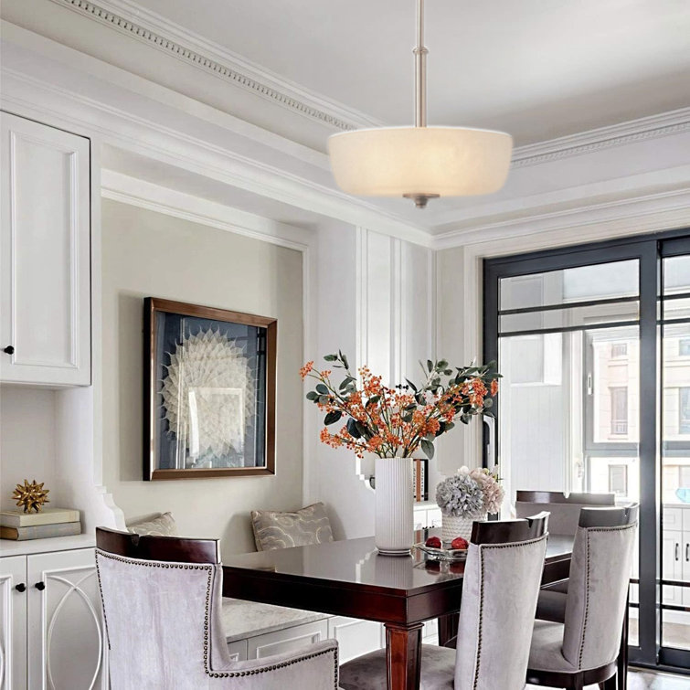 Brushed Nickel 3-Light Bowl Pendant with Frosted Glass Shade