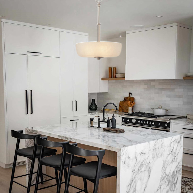 Brushed Nickel 3-Light Bowl Pendant with Frosted Glass Shade