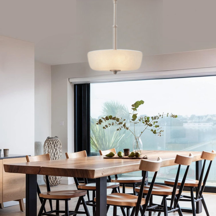 Brushed Nickel 3-Light Bowl Pendant with Frosted Glass Shade