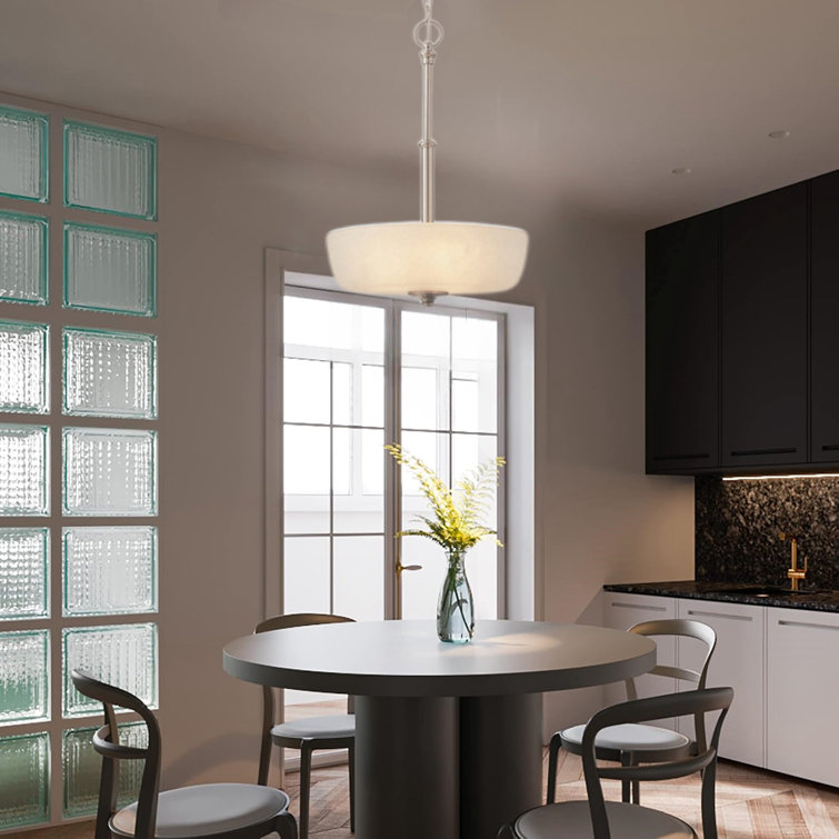 Brushed Nickel 3-Light Bowl Pendant with Frosted Glass Shade
