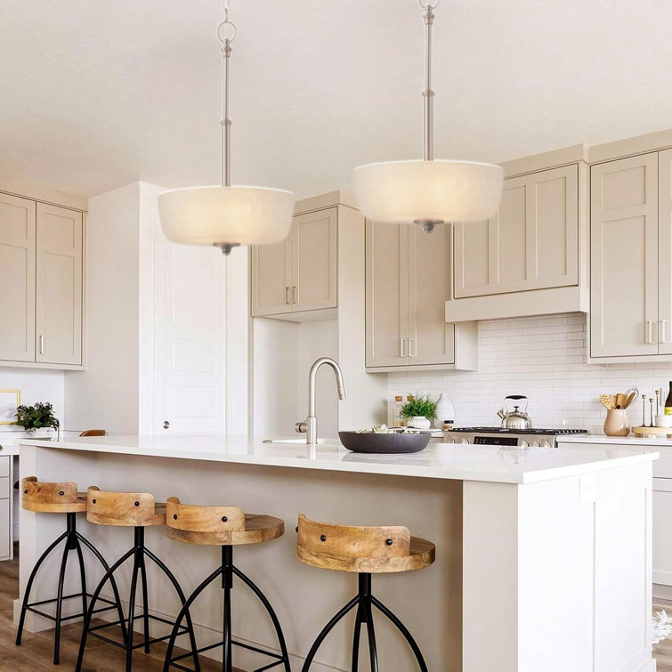 Brushed Nickel 3-Light Bowl Pendant with Frosted Glass Shade