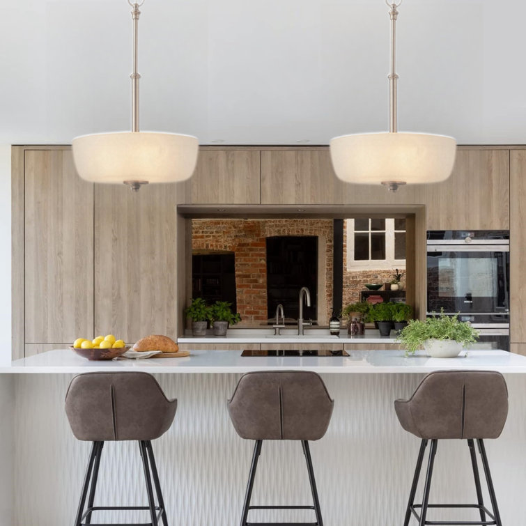 Brushed Nickel 3-Light Bowl Pendant with Frosted Glass Shade