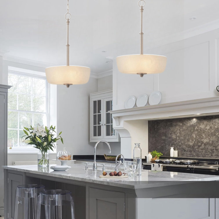 Brushed Nickel 3-Light Bowl Pendant with Frosted Glass Shade
