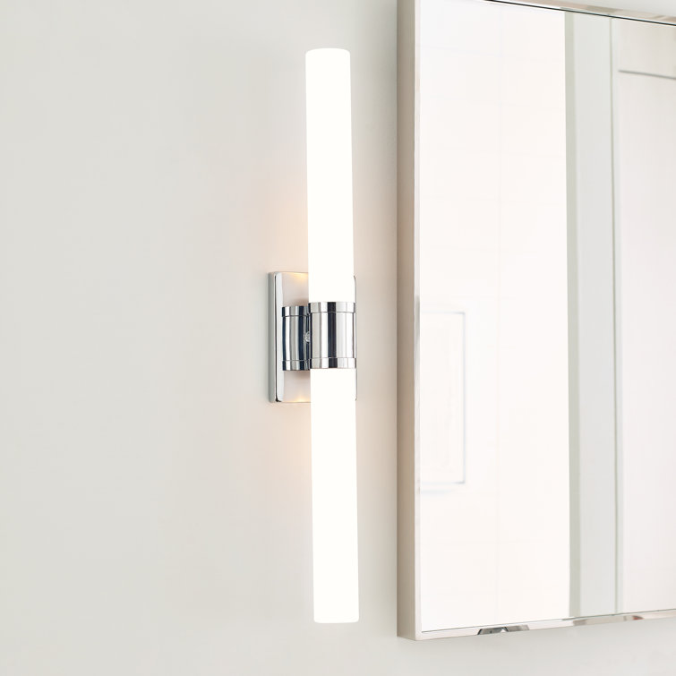Chrome and White Dimmable 2-Light Bath Bar
