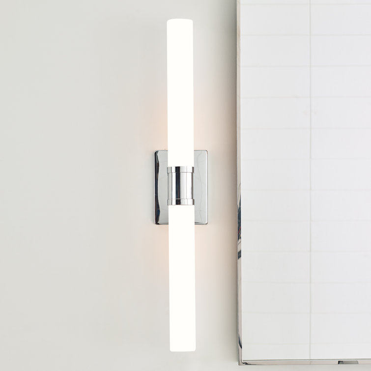Chrome and White Dimmable 2-Light Bath Bar