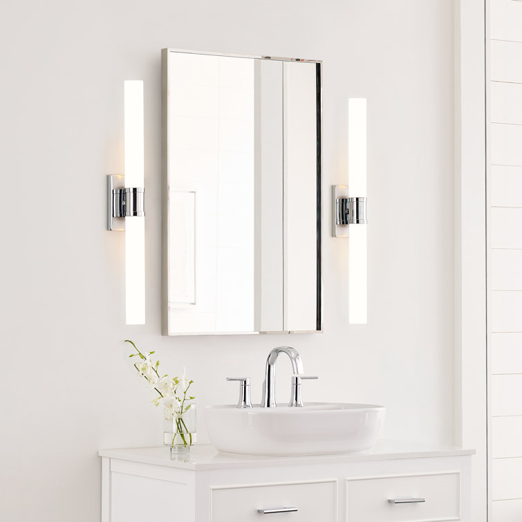 Chrome and White Dimmable 2-Light Bath Bar