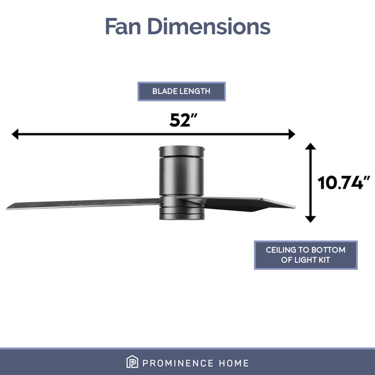 Matte Black Low Profile 52'' Ceiling Fan with LED Light