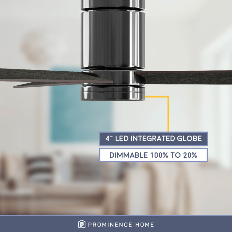 Matte Black Low Profile 52'' Ceiling Fan with LED Light