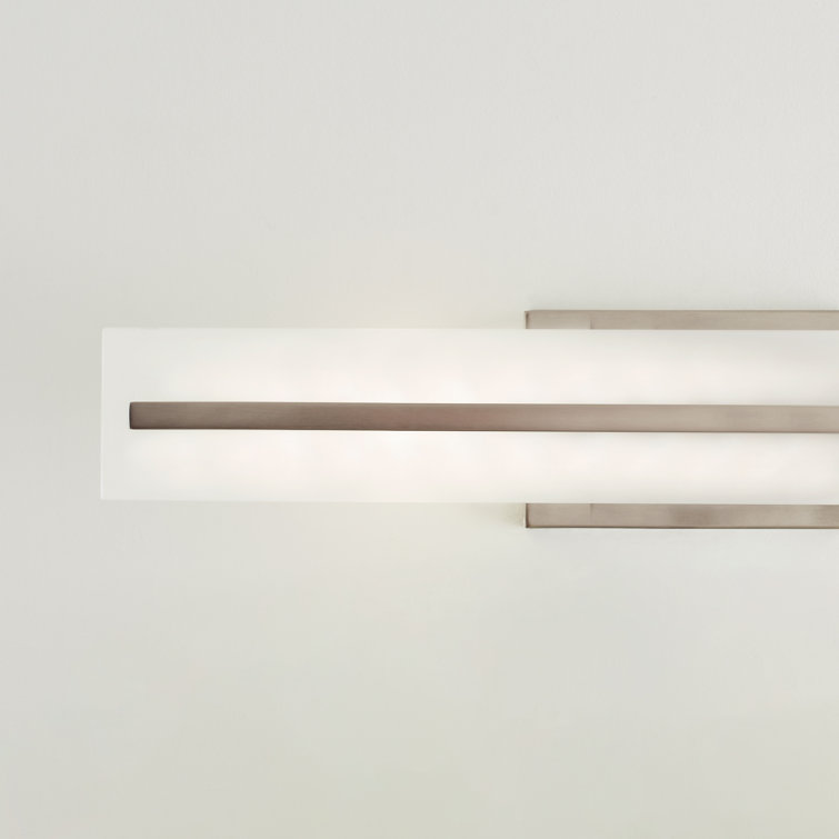 Modern Brushed Nickel 2-Light Bath Vanity with Satin Etched Glass