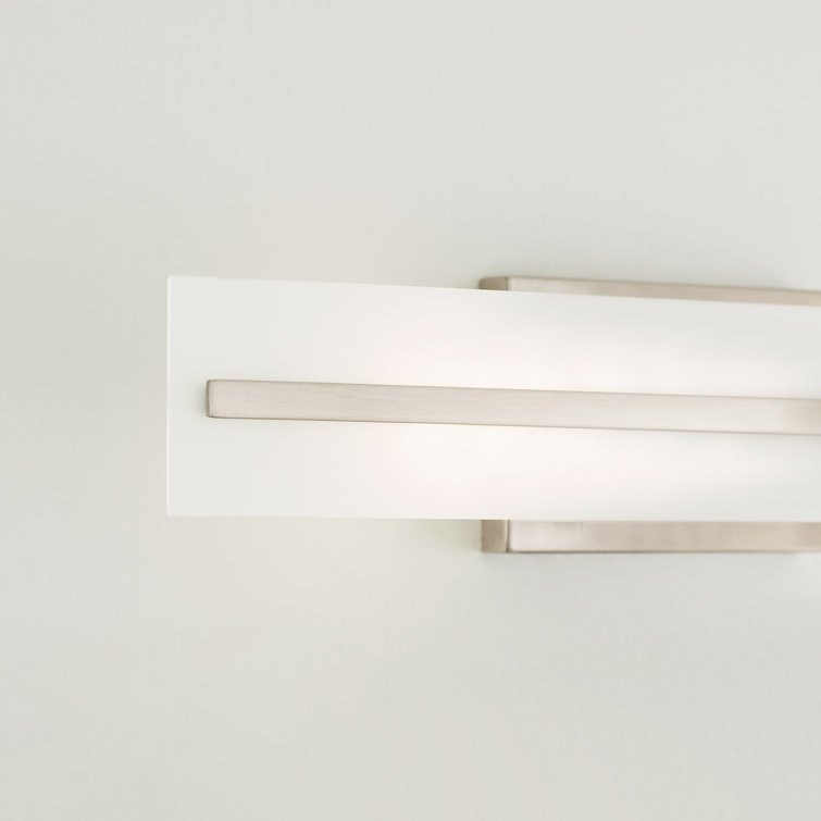 Modern Brushed Nickel 2-Light Bath Vanity with Satin Etched Glass