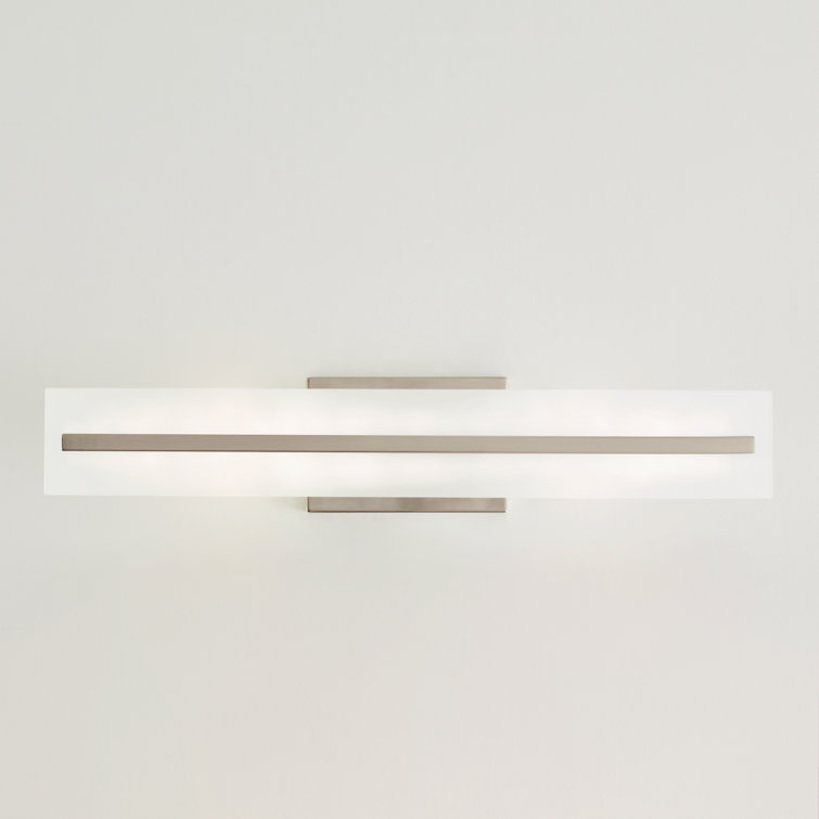 Modern Brushed Nickel 2-Light Bath Vanity with Satin Etched Glass