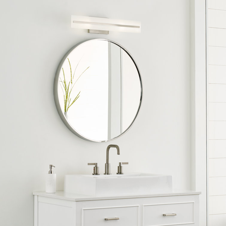 Modern Brushed Nickel 2-Light Bath Vanity with Satin Etched Glass
