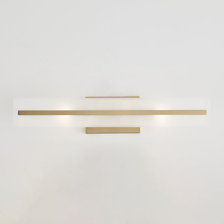 Satin Brass and Glass 24" Modern Bathroom Vanity Light