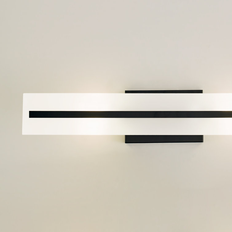 Midnight Black Steel 24" Bath Vanity Light with Satin Etched Glass Shades