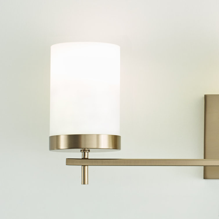 Satin Brass 3-Light Modern Vanity Wall Sconce with Etched Glass