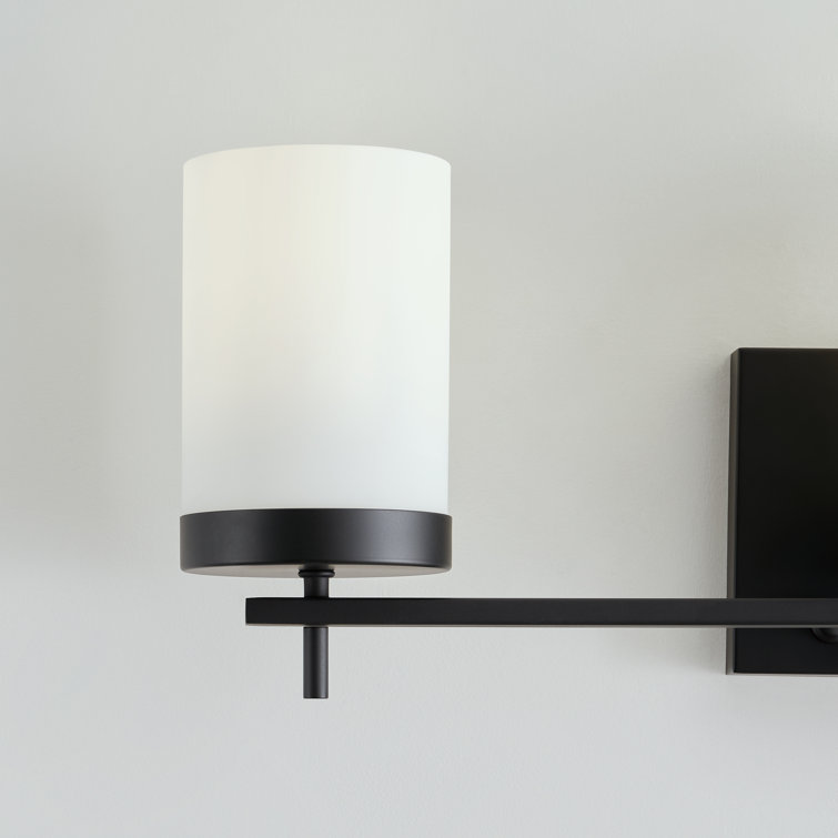 Zire Midnight Black 3-Light Vanity Wall Light with Etched White Glass