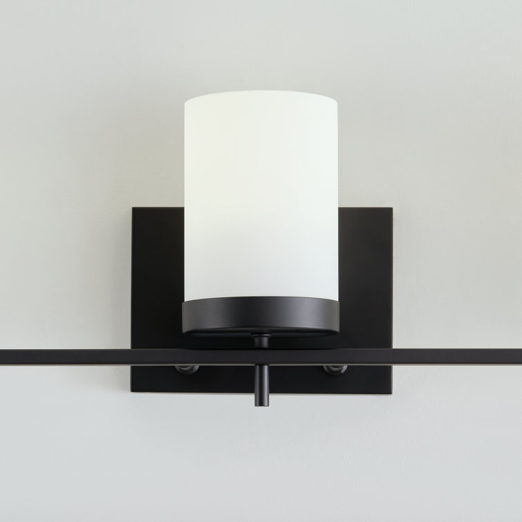 Zire Midnight Black 3-Light Vanity Wall Light with Etched White Glass