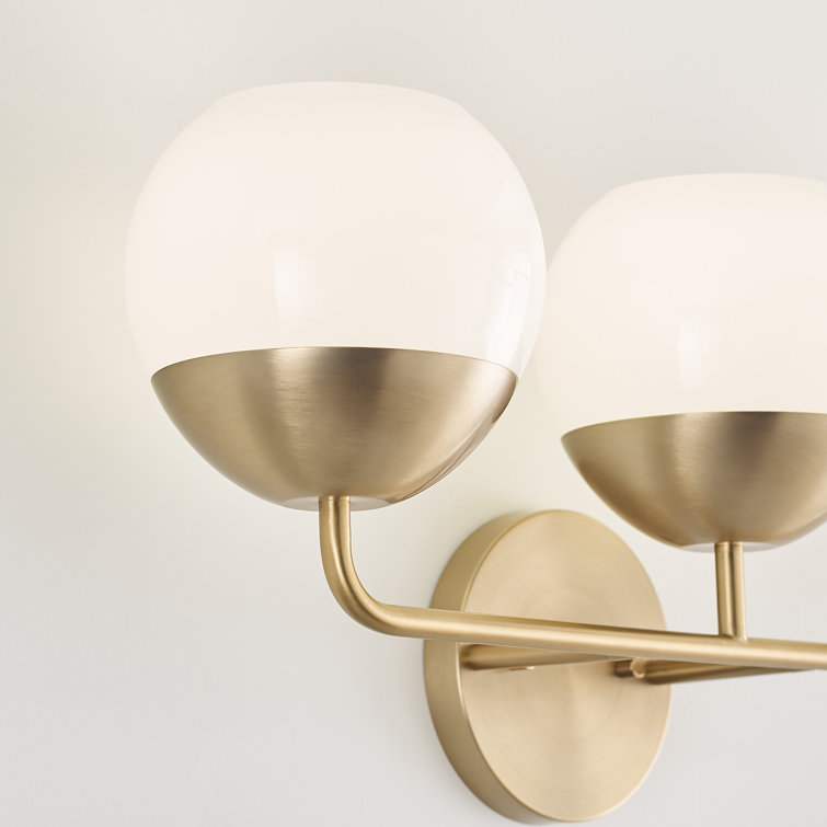 Alvin Satin Brass 3-Light Vanity with Milk Glass Shades