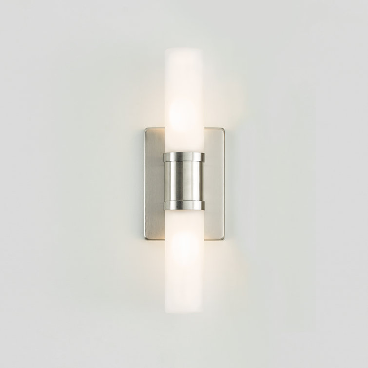 Evelien Brushed Nickel 2-Light Frosted Glass Vanity Light
